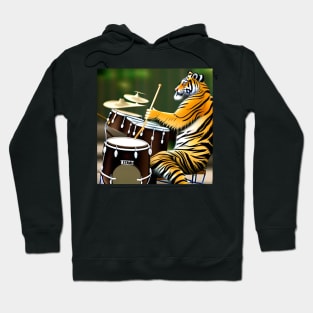 A Tiger Playing The Drums Hoodie